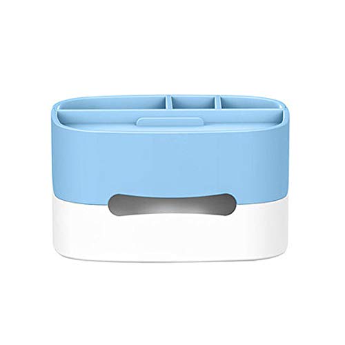 Preisvergleich Produktbild AHI Multifunktionale Taschentuchbox, Schreibtisch-Aufbewahrung, Telefonablage, Fernbedienung, Schreibwaren, Organizer, Home Office blau