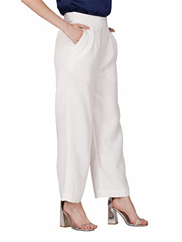 Image of fabcoast High Waist Wide Leg Loose Relaxed fit Women Pants - Flare Style, Half Waistband, Soft and Breathable Fabric - Ideal for Casual and Formal Wear.