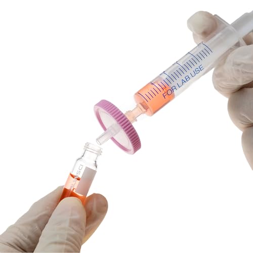 Image of Syringe Filters PTFE Hydrophobic Filtration 0.22um Micron Pore Size 25mm Membrane Diameter Lab PTFE Membrane Disc Non-Sterile by Labfil, Pack of 100