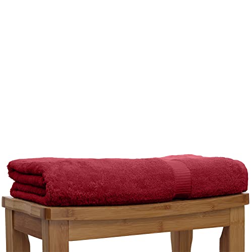 Image of Luxury Hotel & Spa Quality, Quick Dry 100% Turkish Cotton 700 GSM, Eco Friendly Towel, for Bathroom Oversize Dobby Border Bath Towels 35 X 70 (Bath Sheet Single Towel Set of 1, Cranberry)