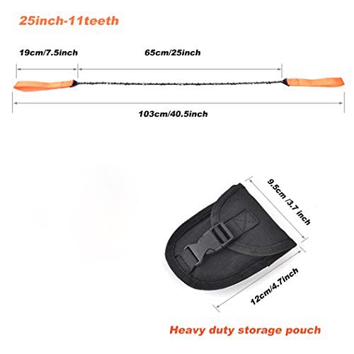 Makegeld Pocket Chainsaw With Paracord Handle Emergency Outdoor Survival Gear Folding Chain Hand Saw With Carry Pouch For Camping, Hunting, Tree Cutting, Hiking, Backpacking (Orange-25In-11Teeth) #TOP1