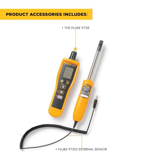 Image of Fluke 972B Digital Temperature Humidity Meter, (Thermo-Hygro Meter) with Dew Point & Wet-Bulb Measurement Backlit LCD Display 99 Memory Storage Min-Max-Data Hold with 1 Year Replacement Warranty