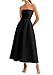 PRETTYGARDEN Cocktail Dresses for Women 2026 Summer Formal Elegant Tube Top Strapless Spring Wedding Guest Party Midi Dress(Black,Medium)