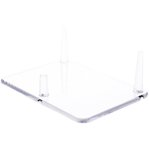 Plymor Clear Acrylic Rectangular Base with 3 Display Prongs for Geode, Mineral or Crystal Cluster, 2.125