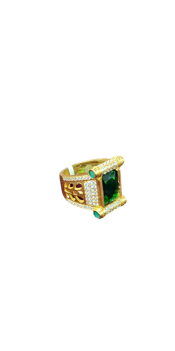 DHYAANs 1 Gram Gold Forming Green Stone with Diamond Delicate Design Ring for Men (B0C3LX7953) Amazon Price History, Amazon Price Tracker