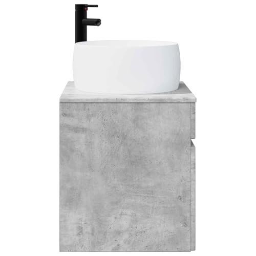 Mueble para lavabo de madera gris hormigón con almacenamiento de pared 49 cm 4