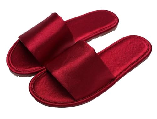 GHAKKE Pantuflas De Satén para Mujer Zapatillas Elegantes De Punta Abierta para Interior Y Exterior Sandalias Planas, Ligeras, Cómodas Y Antideslizantes Zapatos Casuales(Burgundy,37/38 EU) GHAKKE Pantuflas De Satén para Mujer Zapatillas Elegantes De Punta Abierta para Interior Y Exterior Sandalias Planas, Ligeras, Cómodas Y Antideslizantes Zapatos Casuales(Burgundy,37/38 EU)