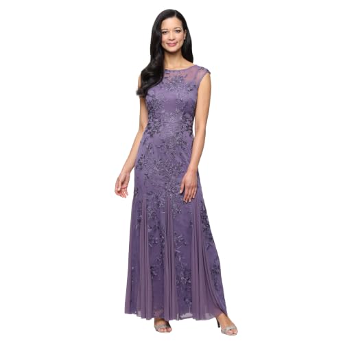 Image of Alex Evenings Women's Long Length Fit and Flare Mother of the Bride Dress with Godet Detail (Petite and Regular Sizes)