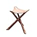 Stołek Przenośny Krzesło składane, Portable Portable Trójkąt Stołek Zewnętrzny Skórzany + Buk Wood Stołek Niski stołek na świeżym powietrzu stołków (Color : Triangular stool brown)
