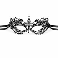 TK Gruppe Timo Klingler Augenmaske - Gothic & Venezianisch - Spitze Maske für Halloween - Damen Maskenball Spitzenmaske (Modell 02 - schwarz)