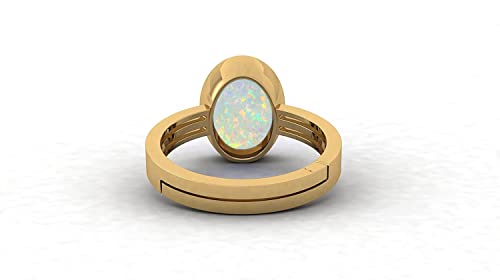 Image of 11.25 Ratti / 10.75 Carat Natural Certified AA++ Quality Australian White Opal Astrological Purpose Loose Gemstone Panchdhatu Gold Plated Ring for Man and Women(OX010)