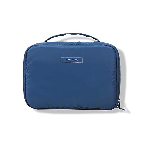 Preisvergleich Produktbild Tragbare Kosmetiktasche Reise Makeup Tasche Kulturbeutel Mädchen Schminktasche Kosmetikbeutel mit Tragegriff Wasserdicht (Navy)