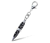 Puzzled Office Products Ballpoint Pens 4” Glitter Sparkling Keyring Pen, Premium Quality Ink Writing Accessory, Decorative Fashionable Keychain School Supplies for Kids, Teens & Adults, Black & Silver