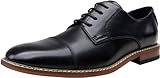 Vostey Men's Dress Shoes Classic Formal Business Cap Toe Oxfords Lace Up Derby Shoes (BMY703 Black 9.5)