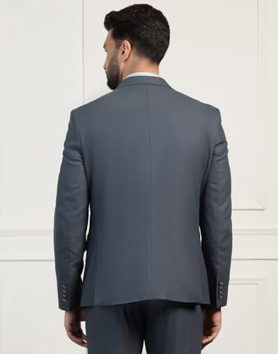 Image of Blackberrys Men Poly-Blend Textured Slim Fit Blue Suit