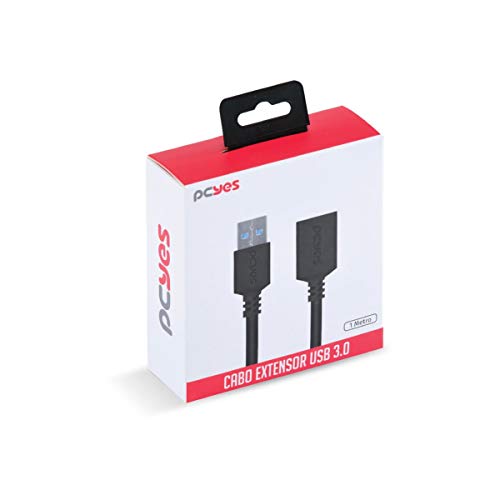 CABO EXTENSOR USB A 3.0 MACHO PARA USB A 3.0 FÊMEA 28AWG PURO COBRE 1 METRO - PUAMF3-1 - PCYES