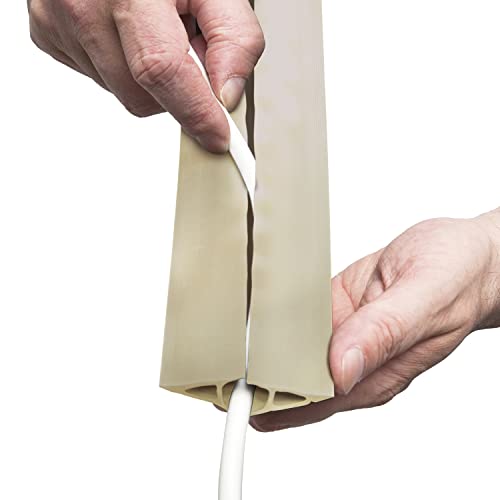 D-Line 6Ft Floor Cord Cover, Cable Protector, Extension Protect Wires & Prevent Trips, Management Solution - Cavity = 0.63" (W) X 0.31" (H) Beige #TOP2