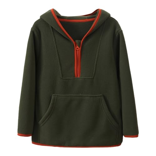 Sudadera con capucha para niños y niñas, forro polar, Verde militar., 11-15 años