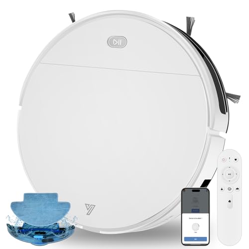 Image of Robot Vacuum and Mop Combo,5500Pa Strong Suction,Anti-Tangle Brushless Inlet 2 in 1 Super Thin Robotic Vacuum with App /Remote /Voice Control, Self-Charging,for Pet Hair, Hard Floor, Low-Pile Carpet-W