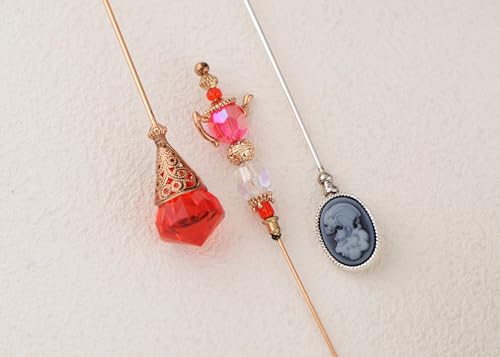 Image of Alilang Classic Vintage 3Pcs Hat Brooch Pin Set with Rhinestone and Pearl Accents for Scarves and Hats Lapel Pin Accessories