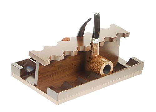 Lubinski - Portapipe Poggiapipe 12 posti LINE DOUBLE - Noce - Made in Italy