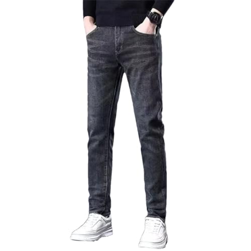 Men Slim Fit Straight Denim Pants Classic Commute Business Denim Trousers Soft Work Thin Jeans
