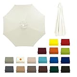 300CM Sonnenschirm Ersatzbezug 8 Rippen 230CM 270CM Rund Ersatztuch Terrassenschirm Sonnenschirm Bespannung Ampelschirm Bezug Wasserdicht Ersatz Baldachin Für Balkon, Garten, Pool Und Strand(Weiß,300C