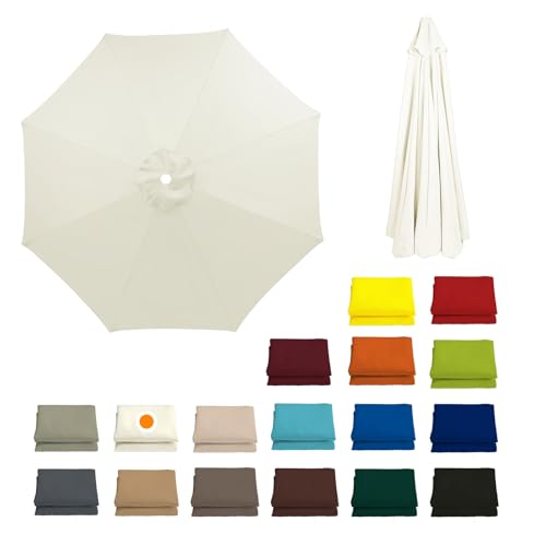 300CM Sonnenschirm Ersatzbezug 8 Rippen 230CM 270CM Rund Ersatztuch Terrassenschirm Sonnenschirm Bespannung Ampelschirm Bezug Wasserdicht Ersatz Baldachin Für Balkon, Garten, Pool Und Strand(Weiß,300C