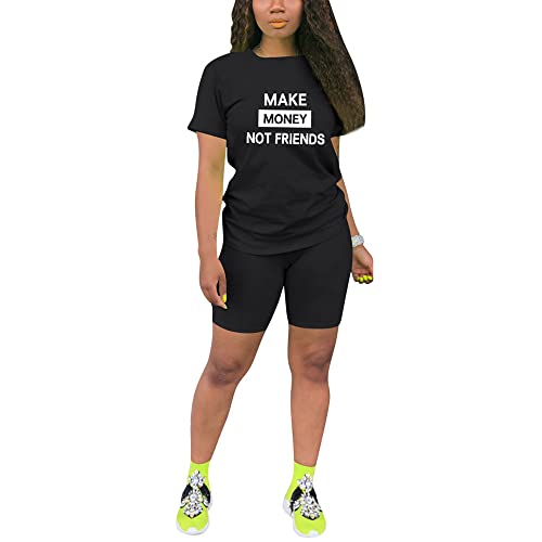 Image of PINSV Women's 2 Piece Outfits Summer Printing Bodycon Short Pants Workout Sets