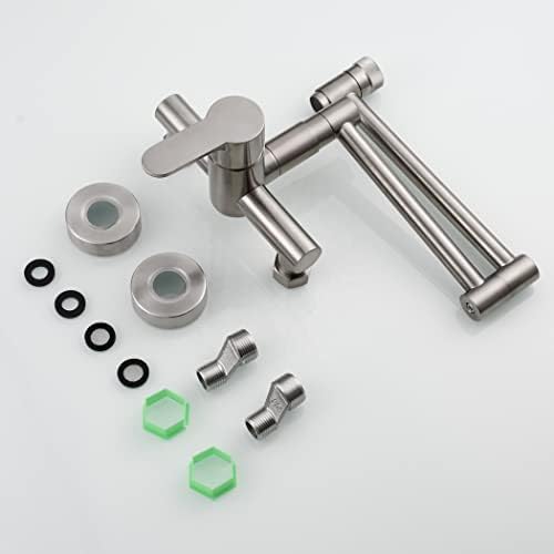 Home Essentials, Rubinetto per riempire pentole, Rubinetto da Cucina a Parete, Nichel Spazzolato, Braccio Girevole, Design Pieghevole, spruzzatore EST
