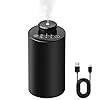 Diffusore senza acqua per oli essenziali: diffusore di aromi per oli essenziali, diffusore di oli essenziali a batteria, senza fili, lega di alluminio nera per camera da letto, ufficio, spa (nero)