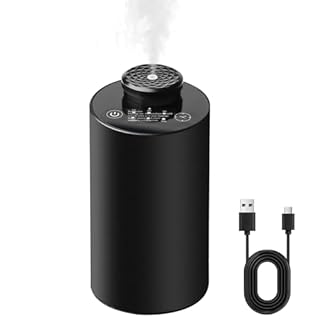 Diffusore senza acqua per oli essenziali: diffusore di aromi per oli essenziali, diffusore di oli essenziali a batteria, senza fili, lega di alluminio nera per camera da letto, ufficio, spa (nero)