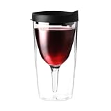 Asobu Vino2Go Double Wall Insulated Wine Tumbler, Black