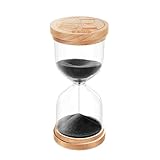 Reloj de arena con temporizador de arena de 2 minutos: reloj de arena platsic, reloj de arena pequeño de 2 minutos, vidrio de arena de color para el hogar, cepillado de dientes, cocina (madera negra)