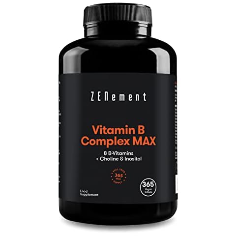 Vitamin B Complex MAX, 365 Tablets | 8 B-Vitamins + Choline & Inositol | Helps Reduce Fatigue, Contributes to Normal Mental Performance and Helps The Immune System to Function Normally | Zenement Cover