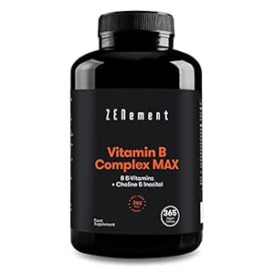 Vitamine B -Complex Max, 365 Tablets | 8 B-Vitamines + Choline & Inositol | Helpt vermoeidheid te verminderen | Zenement