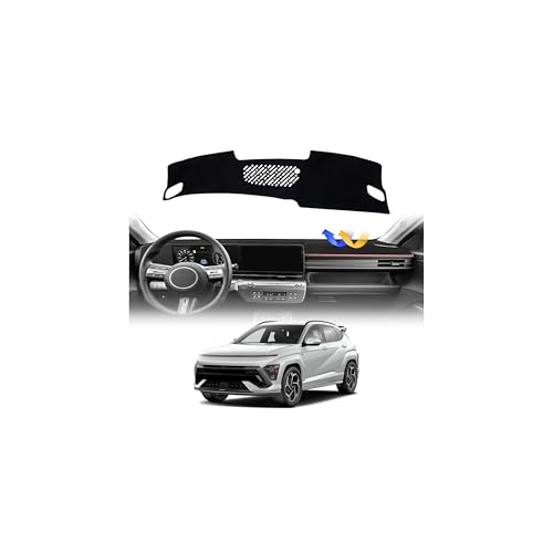 Cartist Dash Cover Compatible with Hyundai Kona 2024-2026 Dashboard Cover Mat hyundai kona 2024 accessoriesNon-Slip Carpet Sunshield Glare UV Rays Protector（New vents have been added to the left side）