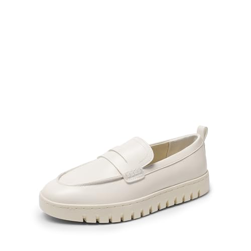 DREAM PAIRS Loafers for Women Casual Comfortable Slip On Business Work Loafer Shoes with Arch Support,Size 10,White-Pu,DWUMLS2507
