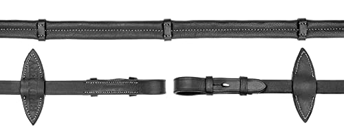 BRIDLERY Zügel Ultra-Soft Beschläge Silber, Nähte Weiß, Farbe Schwarz, Größe Warmblut/Vollblut