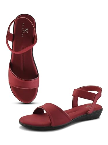 Image of XE Looks Brown Flat Sandals for Women | Broad Front Strap with Secure Back Support | Minimalist Casual Design | Lightweight & Comfortable For Girls
