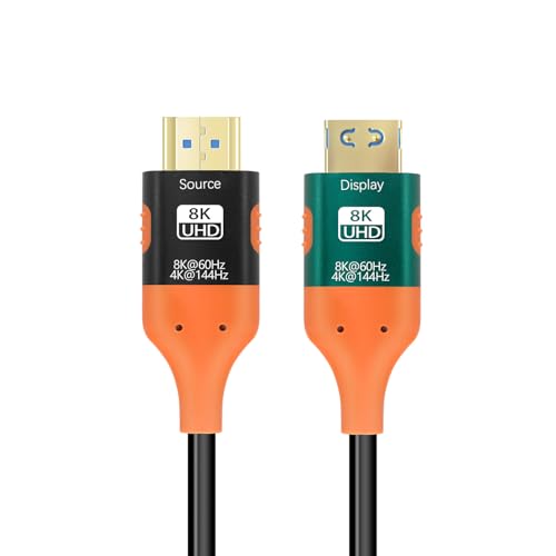 JUSTLINK 8K Electromagnetic Interference Resistant HDMI Fibre Optic Cable 50FT - Unidirectional 8K HDMI Cable, 48Gbps High-Speed Transmission Compatible with HDCP 2.2, ARC, 8K HD TVs/Streaming Devices
