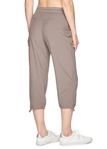 Rbx Women's Lightweight Stretch Woven Drawstring Cargo Capri Pant Tawny Taupe M #TOP2