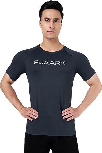 Image of FUAARK Men's Aura Textured Round Neck Regular Fit Gym Sports T-Shirt