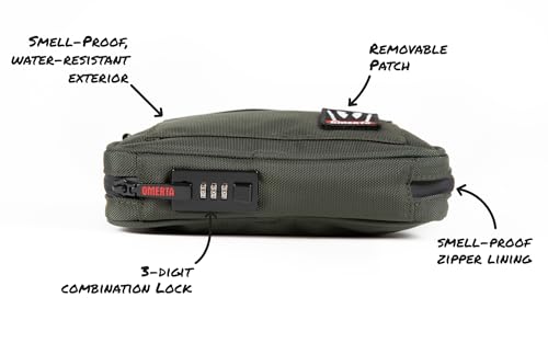 DIME BAGS Lockable Odor Sealing Padded Pouch, 3-Digit Combo Lock & Hidden Storage Pocket, Carbon Lined Scent Protection Boss