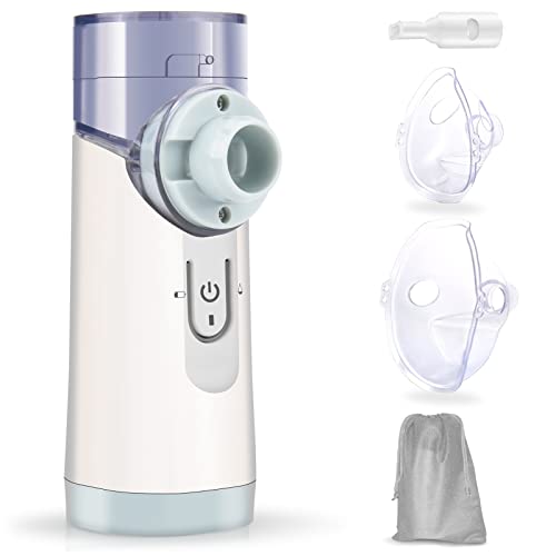 Inhalator Vernebler, Inhaliergeräte für Erwachsene und Kinder, Aufladbar Vernebler Inhaliergerät, tragbar und leise, Selbstreinigungsfunktion, mit Mundstück und 2 Masken Cover
