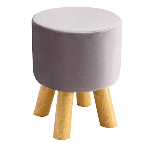 Repose-pieds rond gris de 28x35cm avec un support stable en bois - 2