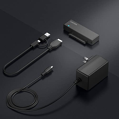 Unitek Usb Type-C To Sata Iii Hard Drive Adapter External Kit Cable For 2.5 3.5 Inch Hdd/Ssd Hard Drive Disk, Optical Drive,With 2V/2A Power Adapter, Support Uasp #TOP6