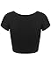 Black Womens Crop Tops with Short Sleeves Large Black