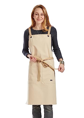 Image of Caldo Crossback Kitchen Apron for Cooking (Bone)