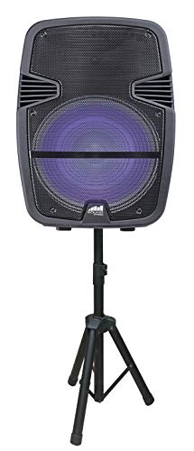Naxa Electronics NDS-1516 Portable Bluetooth Party Speaker with Disco Light & Stand, 15-inch, Black